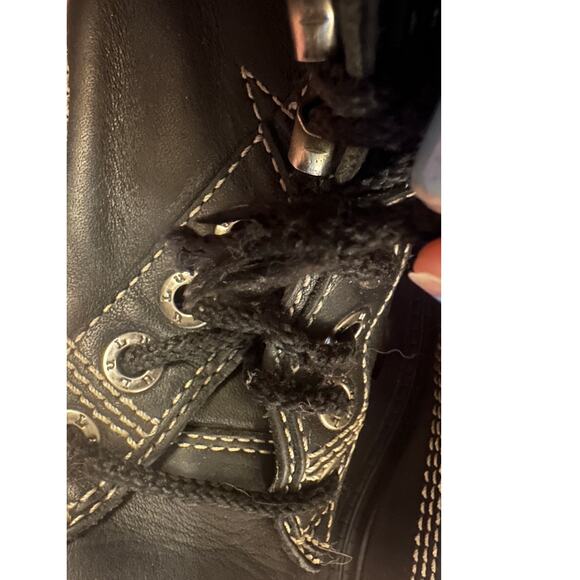 Women 9M London Underground Black Leather Lace-Up Combat Boots Punk Goth - Picture 11 of 11